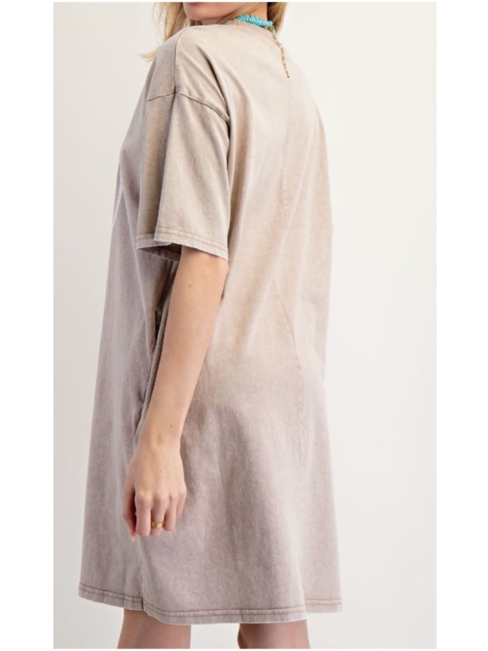 Easel Smiley Happy Face Loose Fit Short Sleeve Shirt Dress - Picture 4 of 4